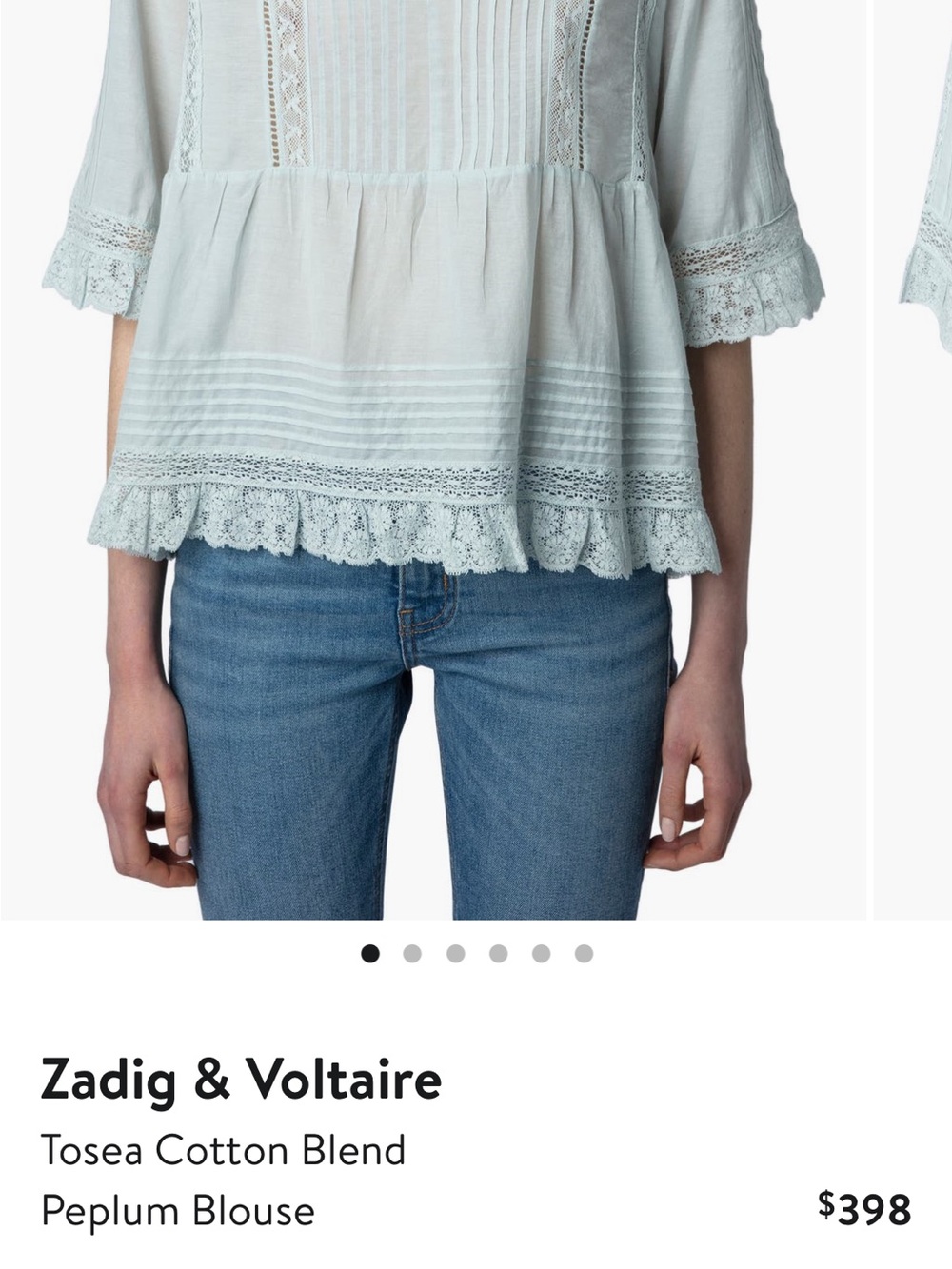 Zadig & Voltaire Light Blue Lace-Trim Tunic